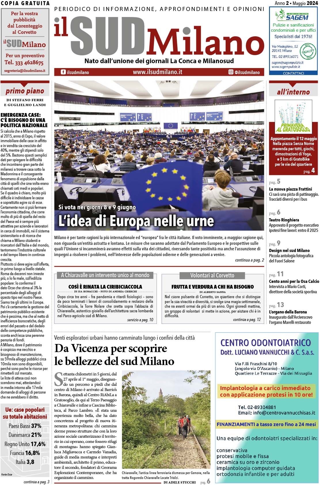 Prima pagina de il Sud Milano di maggio 2024 - L'idea di Europa nelle urne