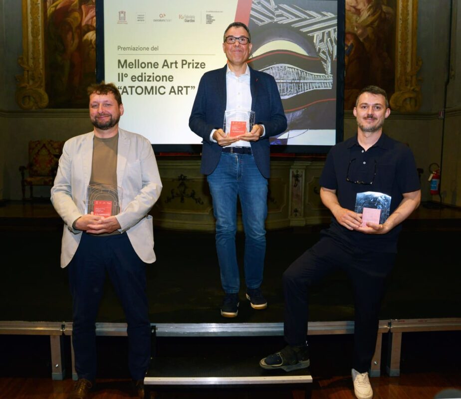 13 maggio '24, Mellone Art Prize, i vincitori del premio, da sinistra Angelo Brugnera, Paolo Cavinato e Ludovico Bomben.