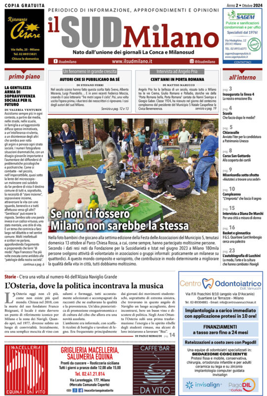 Prima pagina il SUD Milano ottobre 24.