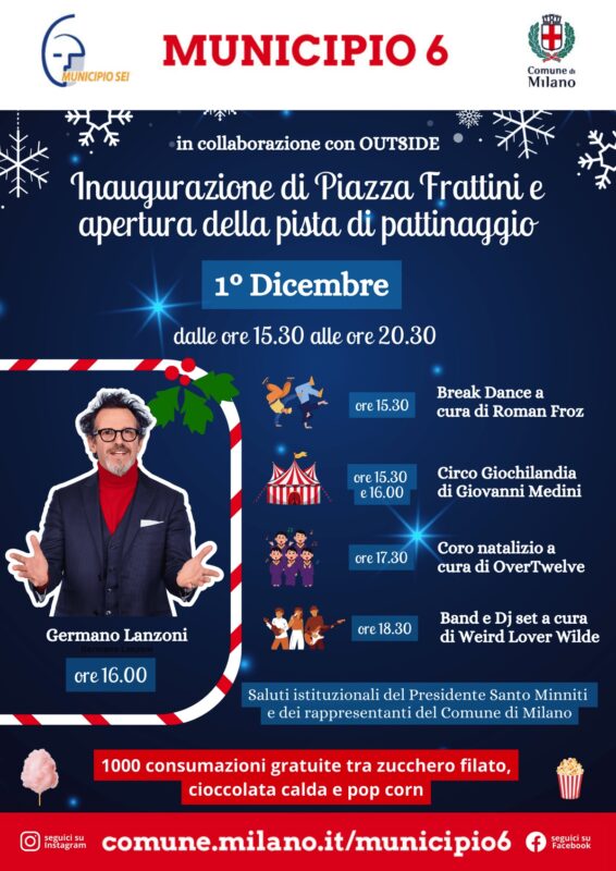 Locandina festa in piazza Frattini 1 dicembre 2024